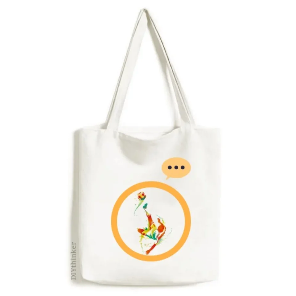 Kitchen Football Player Bicycle Kick Pattern Expression Sack Canvas Tote Shoulder Bag