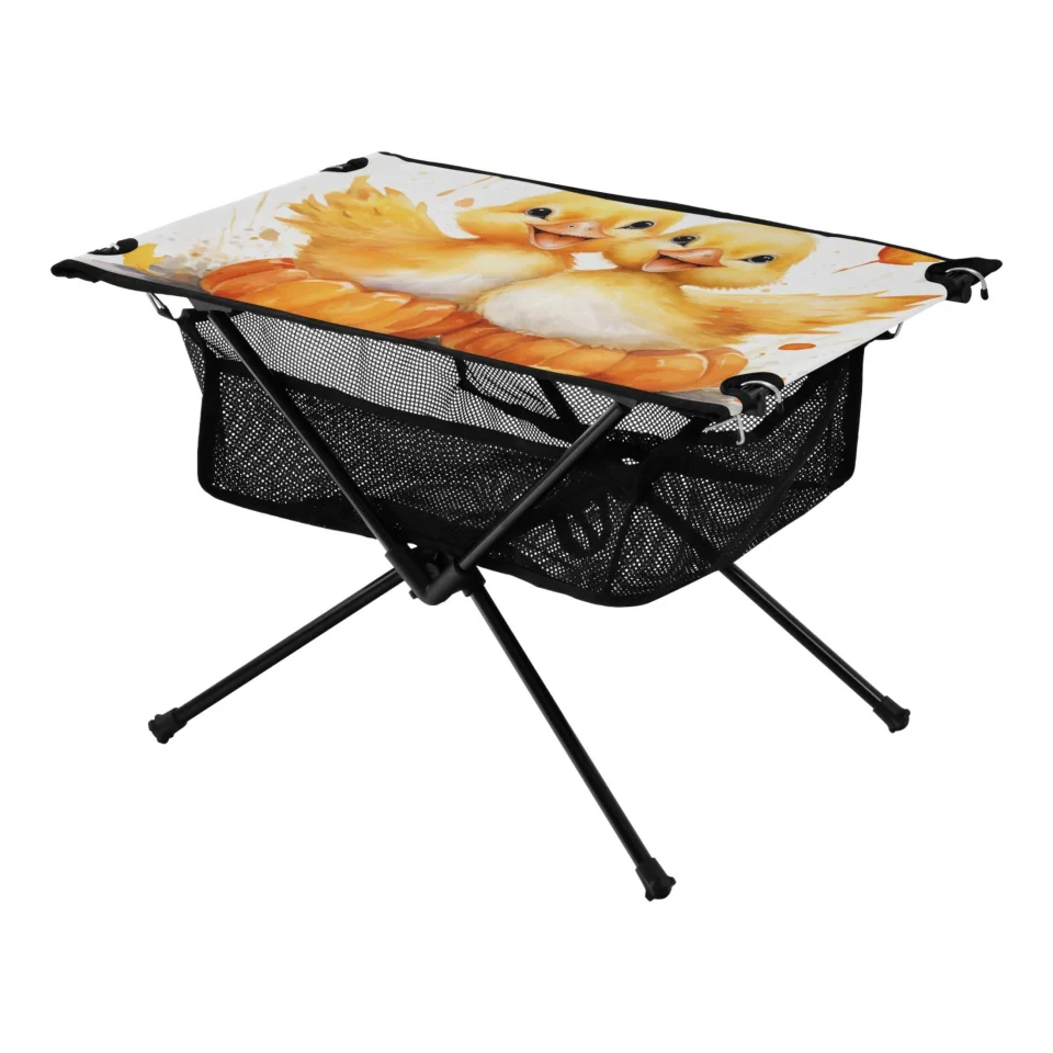 Non-Toxic Cute Ducks Camping Foldable Portable Table Beach Table with Storage Bag Compact Picnic Table for Outdoor Hiking Fishing BBQ