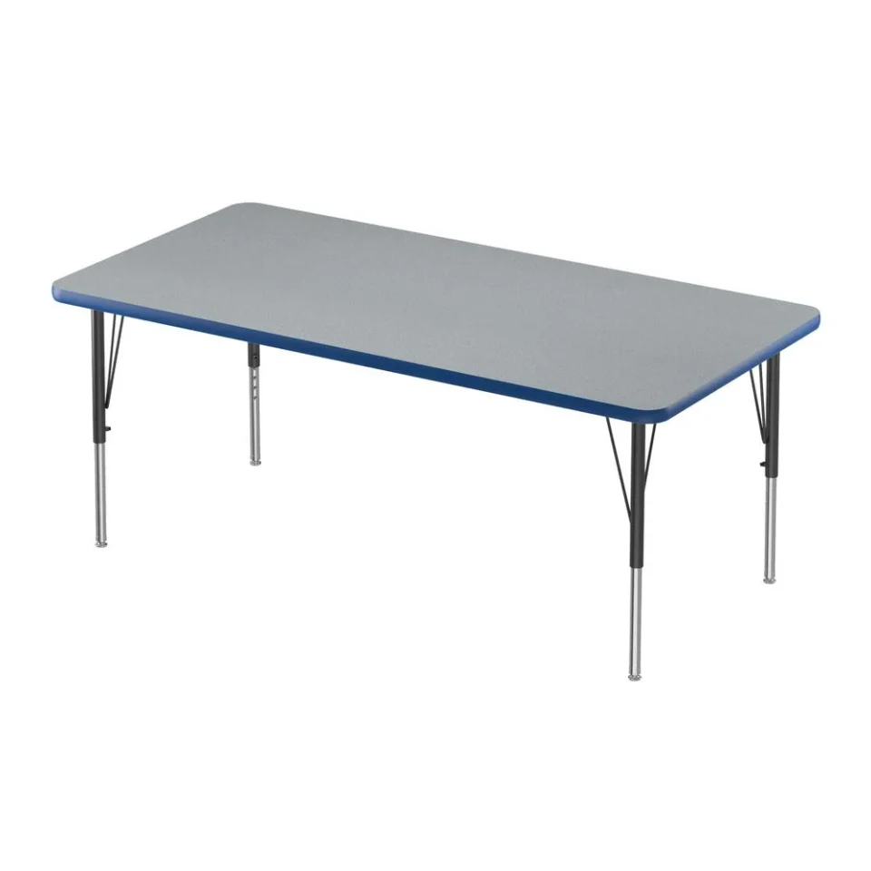Storage Correll Inc. Commercial Laminate Top Activity Tables 30x60, RECTANGULAR, GRAY GRANITE, BLACK