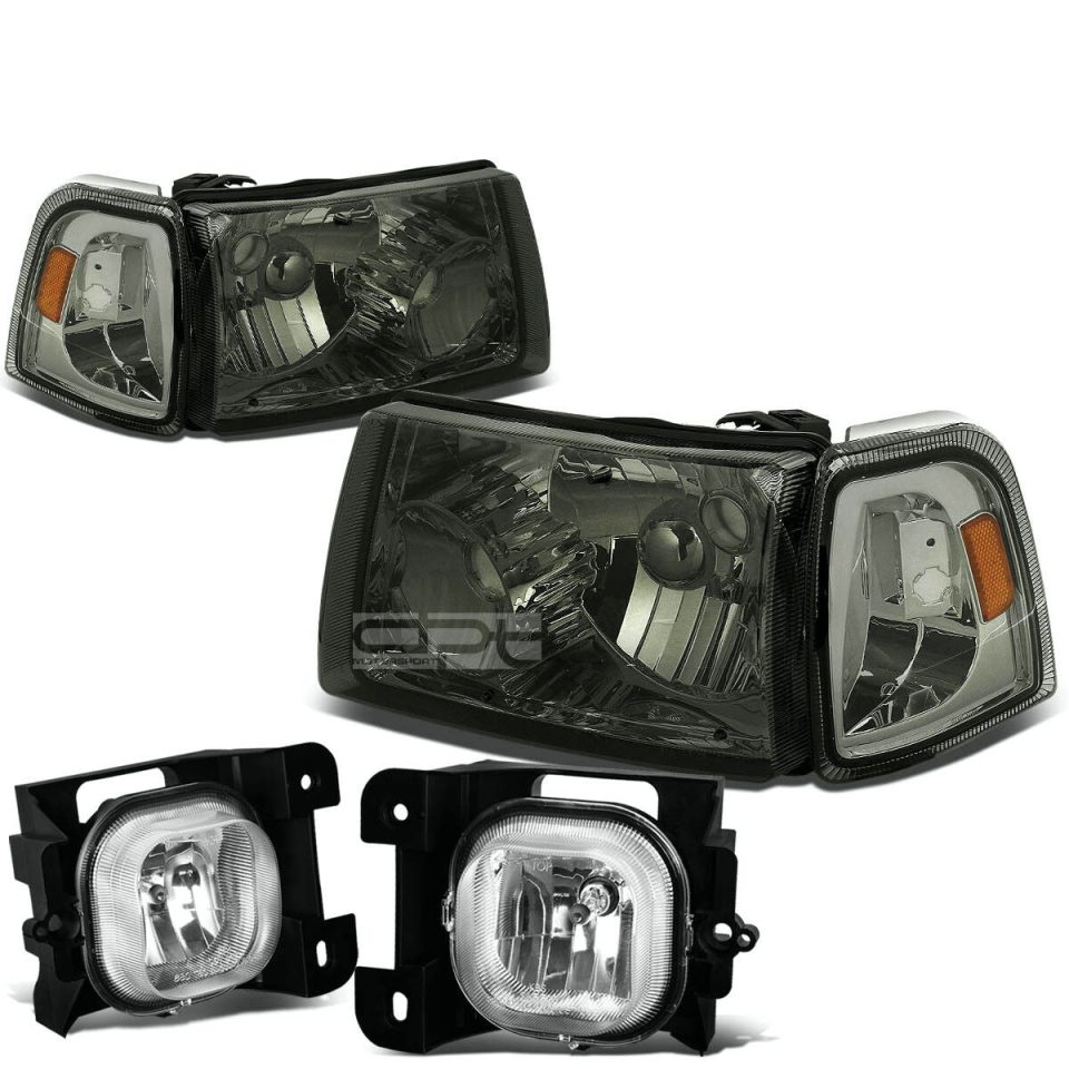 Polished Office 04-05 RANGER SMOKED AMBER HEADLIGHT+TURN SIGNAL LAMP+CHROME OE FOG LIGHT