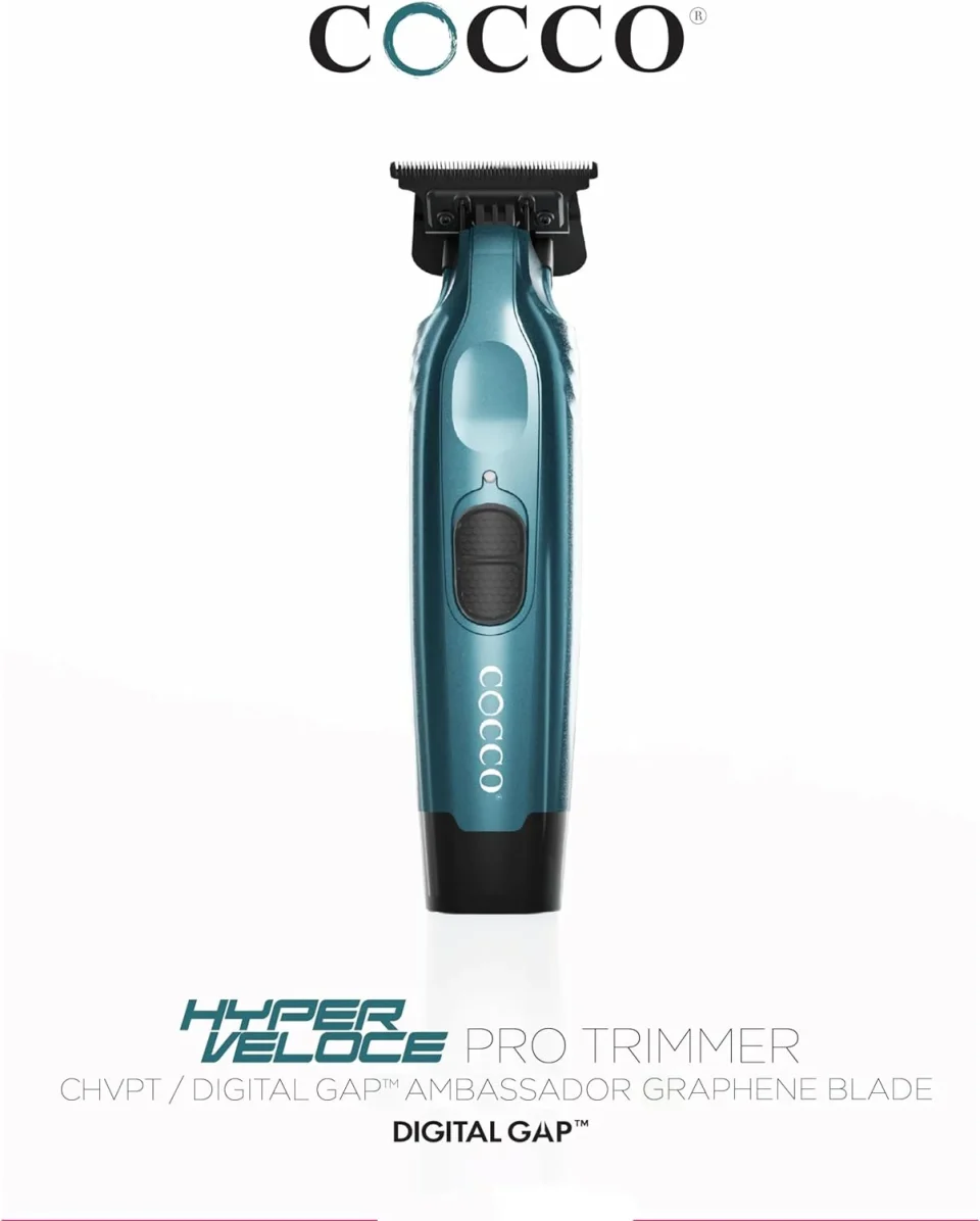 Healthy Gift-Ready Cocco? Hyper Veloce Pro Trimmer Collection: Precision Trimmers for Professionals, Digital Gap? Ambassador Graphene Blade, High-Torque DC Motor, All-Metal, Cordless (Limited Edition in Dark Teal)