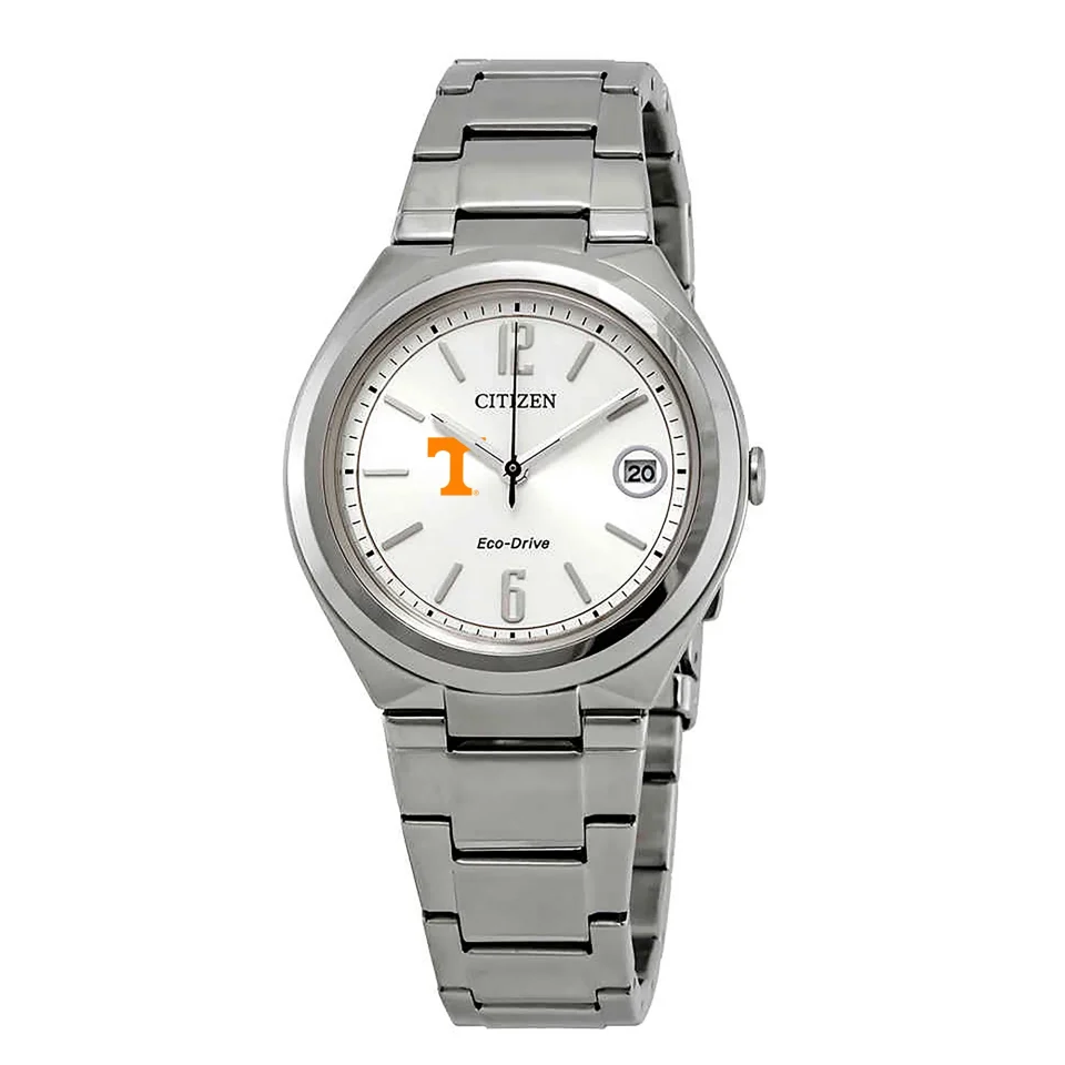 Portable Women's Silver Tennessee Volunteers Eco-Drive Stainless Steel Watch