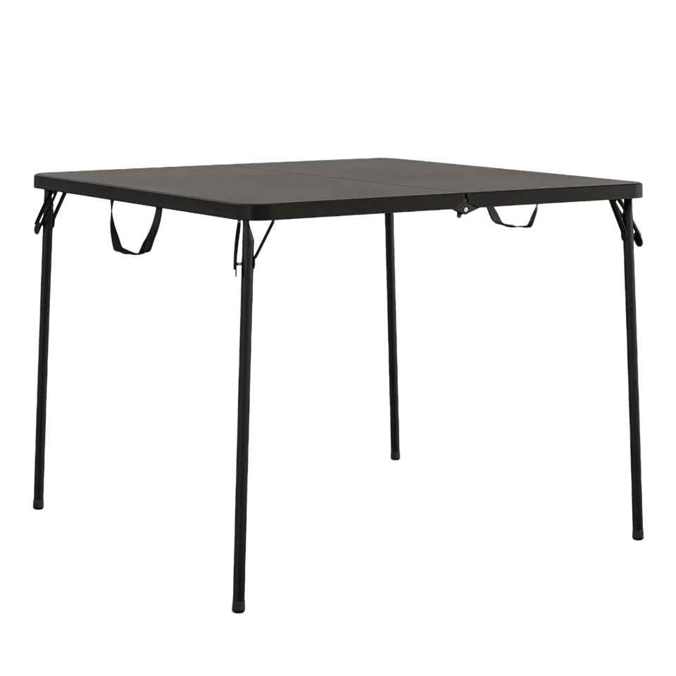 Polished XL 38.5ﾡﾱ Fold-in-Half Card Table w/ Handle Black Indoor & Outdoor Portable Wheelchair Accessible Camping Tailgating & Crafting Folding Table