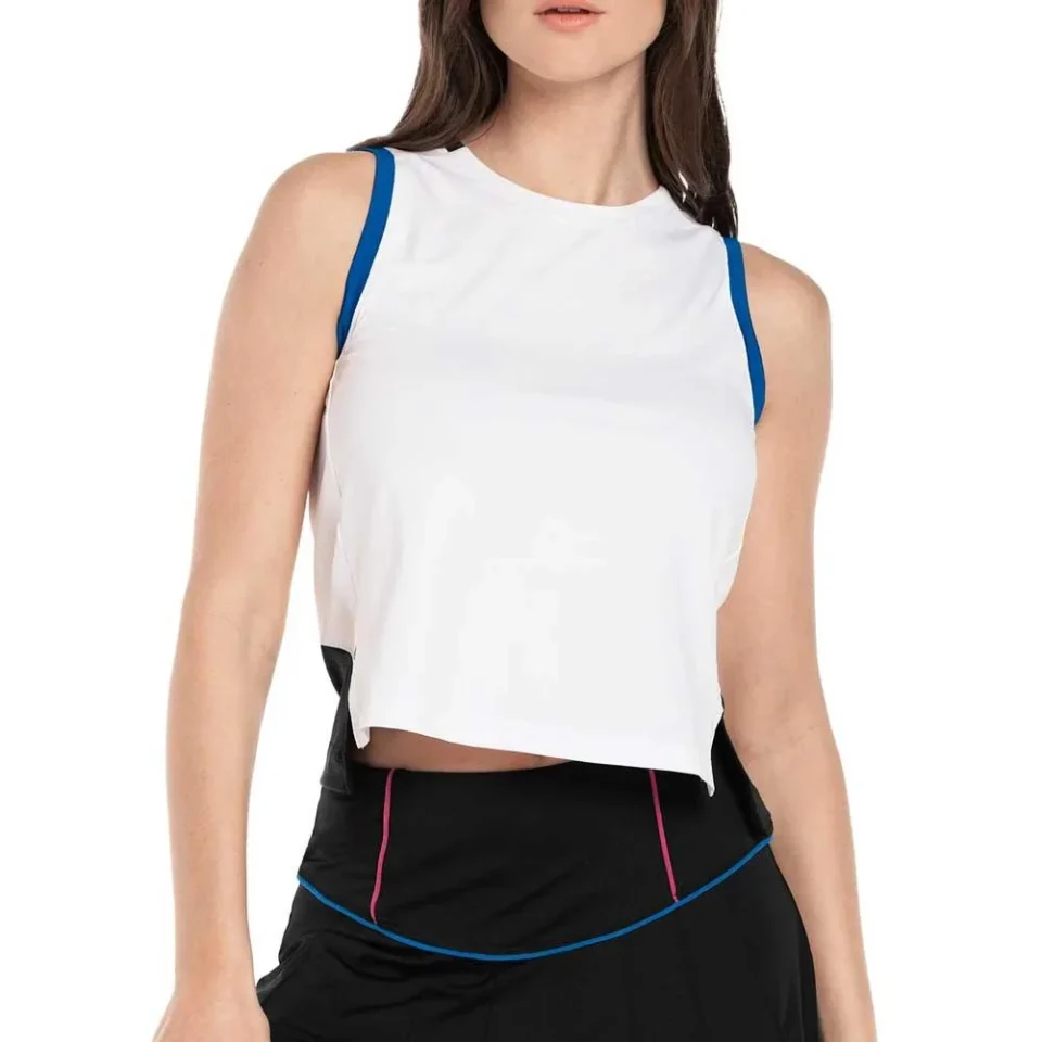 Matte Lucky in Love womens Duel Crop Tank, XL, White