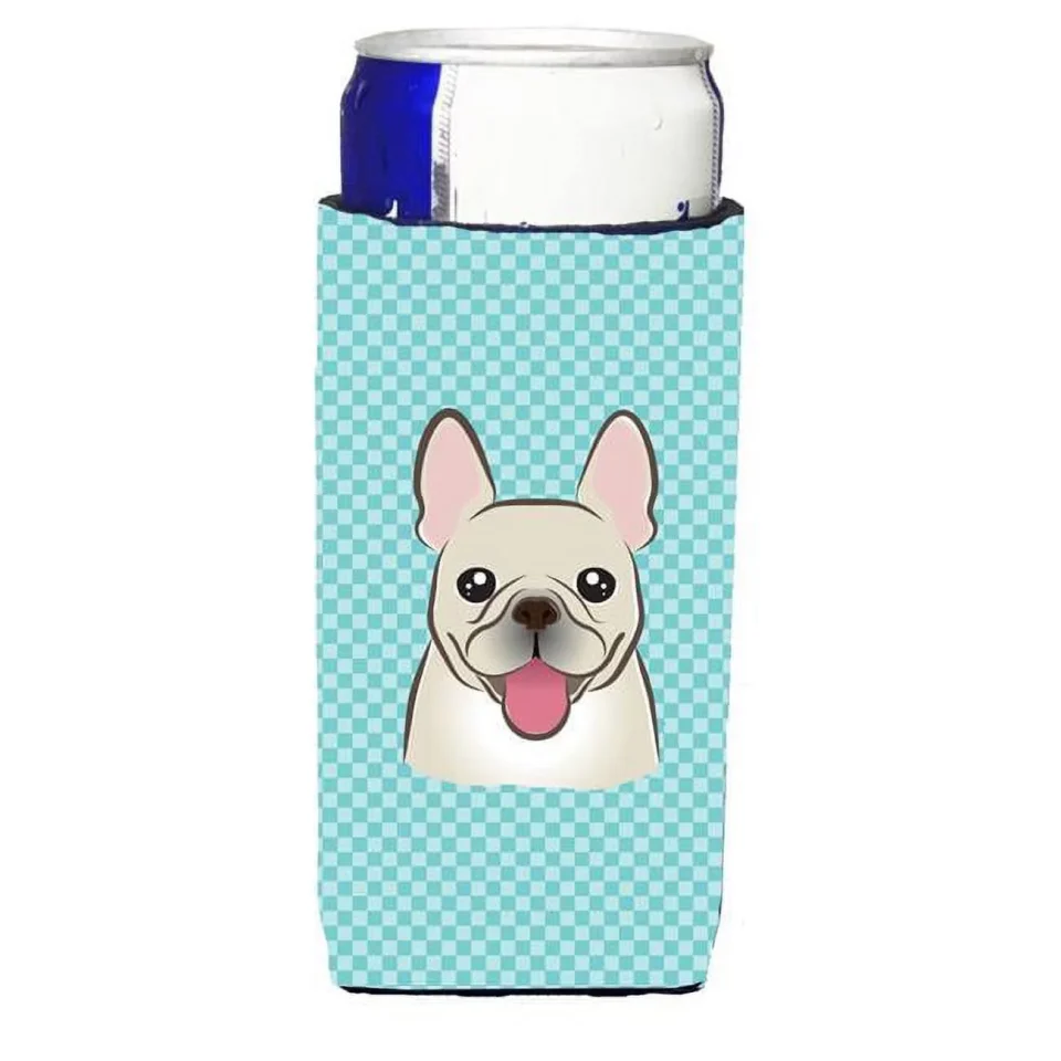 Supreme Dining Carolines Treasures Checkerboard Blue French Bulldog Ultra Beverage Insulators for Slim Cans