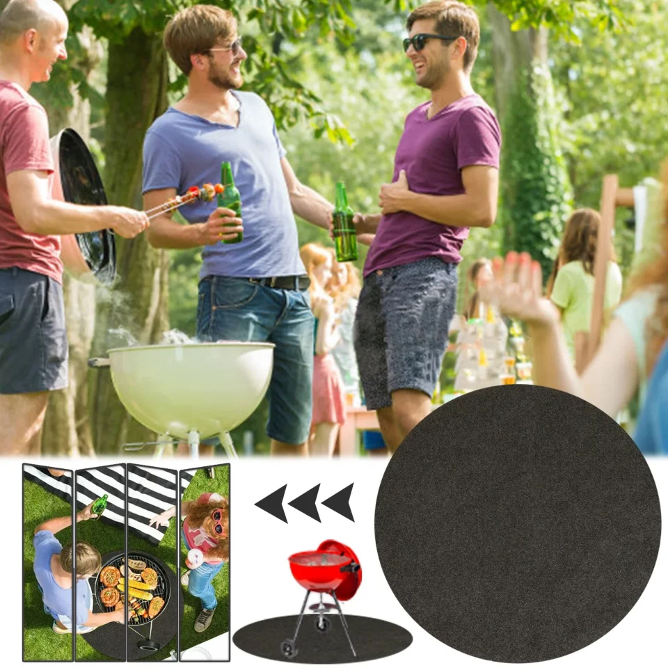 Storage Multi-Purpose Mnycxen Round Under Grill Mat, Large 36-inch Diameter For Outdoor Use, Fireproof Mat