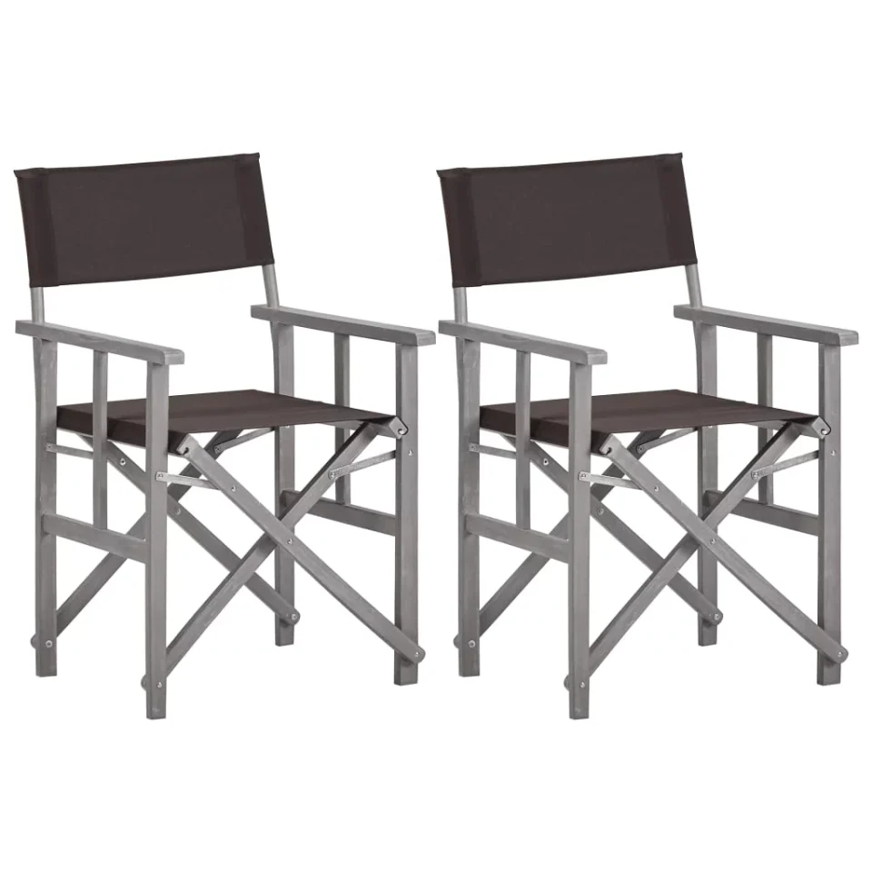 Pure Eco-Friendly Anself Director's Chairs, Camping Chairs 2 pcs Solid Acacia Wood