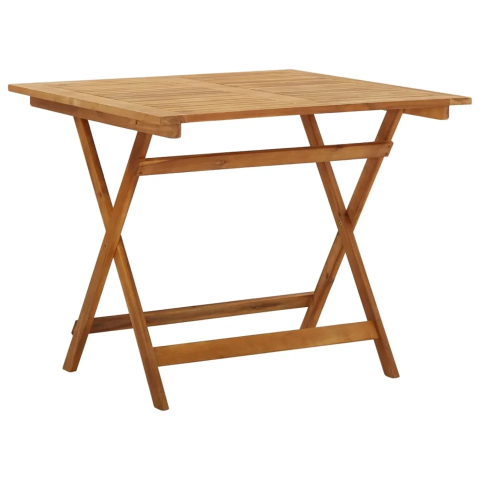 Leak-Proof moobody Folding Garden Table Acacia Wood Camping Dining Table Portable for Balcony, Garden, Backyard, Dining Room Indoor Furniture 35.4 x 35.4 x 29.5 Inches (L x W x H)