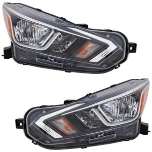 Glossy Headlights Driving Head lights Headlamps Set of 2 Driver & Passenger Side Pair