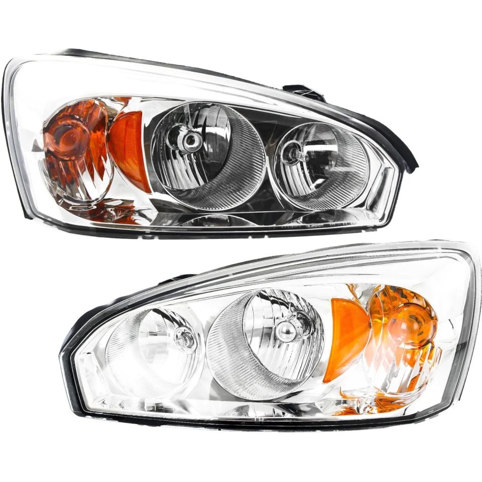Bamboo Headlights Headlamps Left & Right Pair Set for 04-08 Chevy Malibu