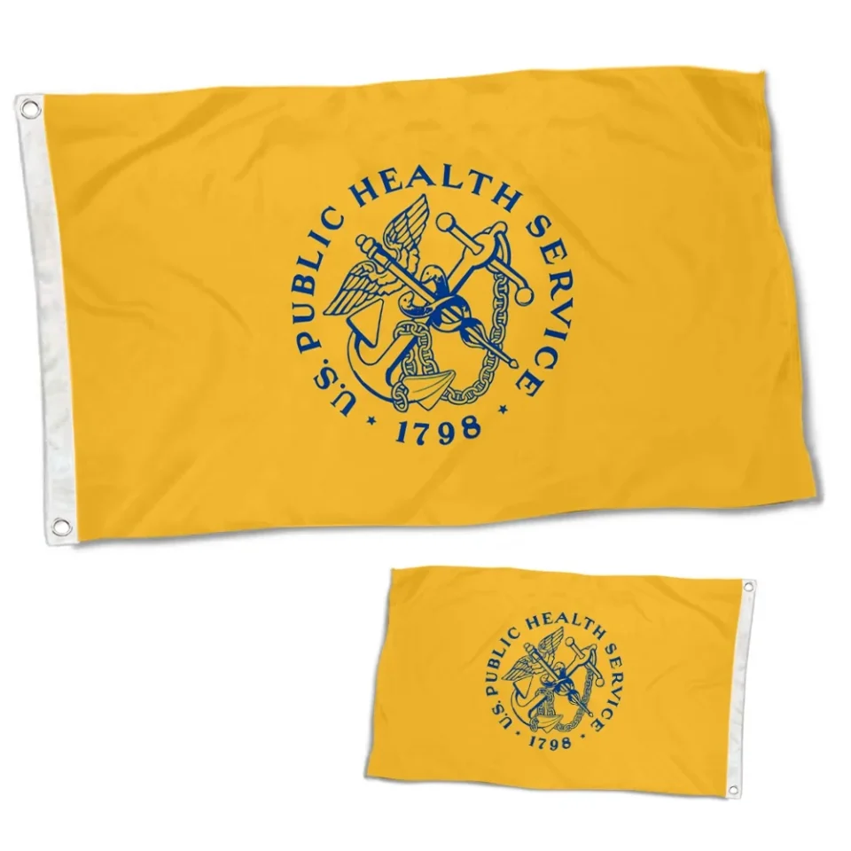 Bamboo Frosted Dutern Double Sided United States Public Health Service USPHS Flag Banner 3 Ply with Brass Grommets 3x5 Feet