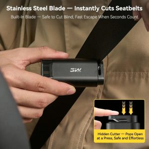 Matte 2-in-1 Car Window Hammer Breaker & Seatbelt Cutter with Compact Dual-Head Design Car Accessories