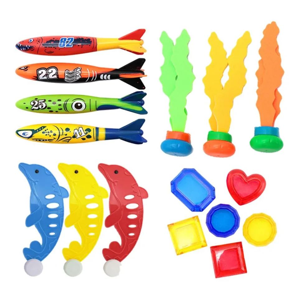 Lightweight Space-Saving Pool Diving Toy Set for Boys Girls Age Years Dive Grass Diving Sticks Underwater Games Grab Toy - 16pcs
