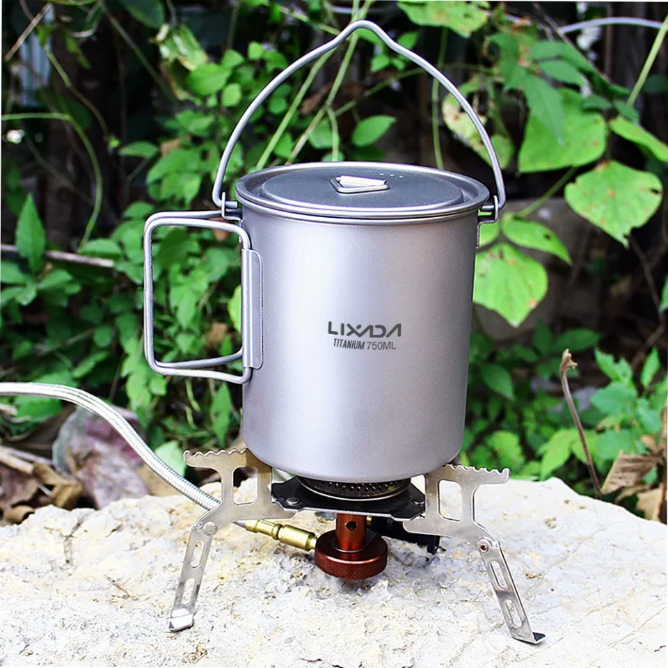 Select Non-Toxic Portable Water Mug Cup by Lixada: Ultralight 750ml Pot with Lid and Foldable Handle for Camping Cooking Picnic