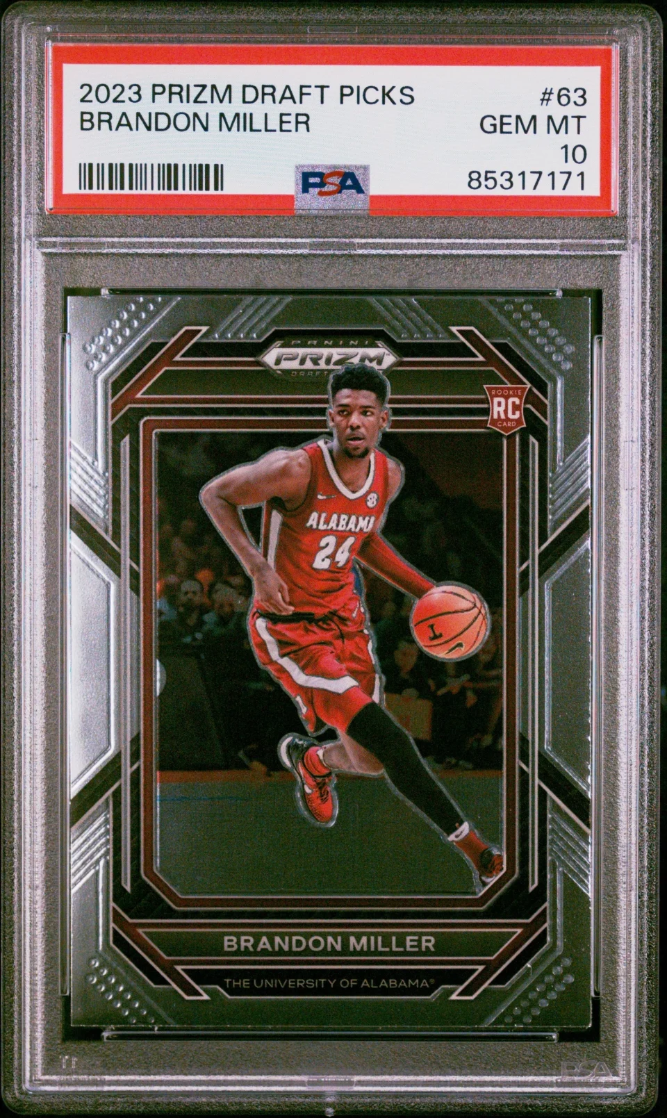 Office Graded 2023 Panini Prizm Draft Picks Brandon Miller #63 Rookie RC Basketball Card PSA 10 Gem Mint