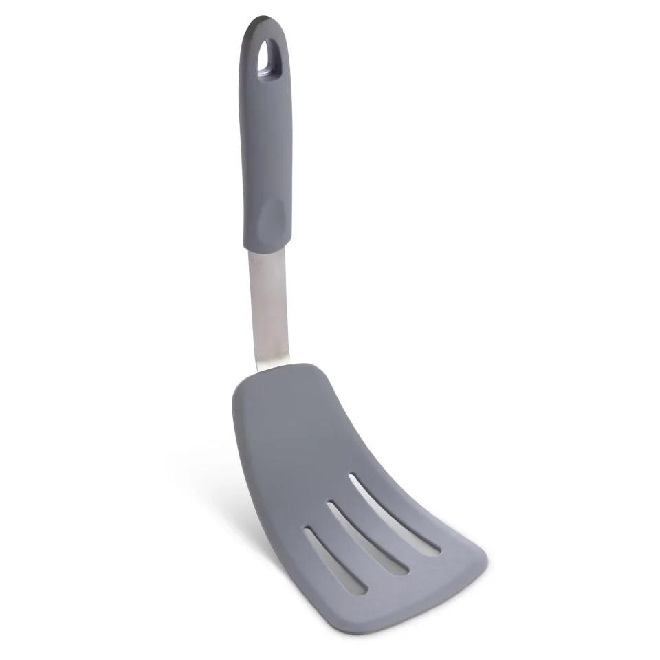 Stainless Steel HIC Kitchen Slotted Non-Stick Flexible Spatula, Silicone with Stainless Steel Core, 14 x 4-Inches
