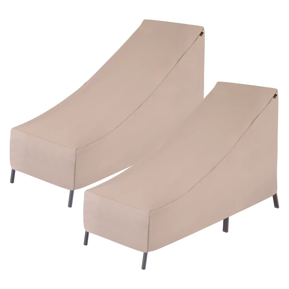 Clear Modern Leisure Chalet Patio Chaise Lounge Cover, 2-Pack, 65L X 28W X 29H, Beige
