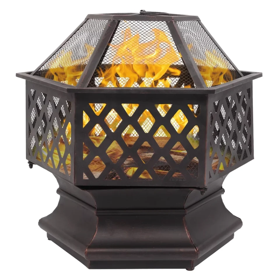 Polished Cooking UBesGoo 22 Fire Pit Hex-Shaped Decoration Accent for Patio,Backyard,Poolside