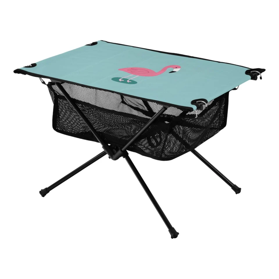 Food-Grade Storage Flamingo Camping Folding Table Portable Beach Table with Storage Bag Compact Picnic Table for Outdoor Travel Fishing BBQ