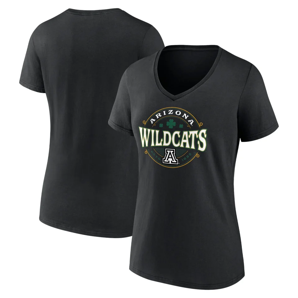 Healthy Durable Women's Fanatics Branded Black Arizona Wildcats St. Patrick's Day Lucky V-Neck T-Shirt