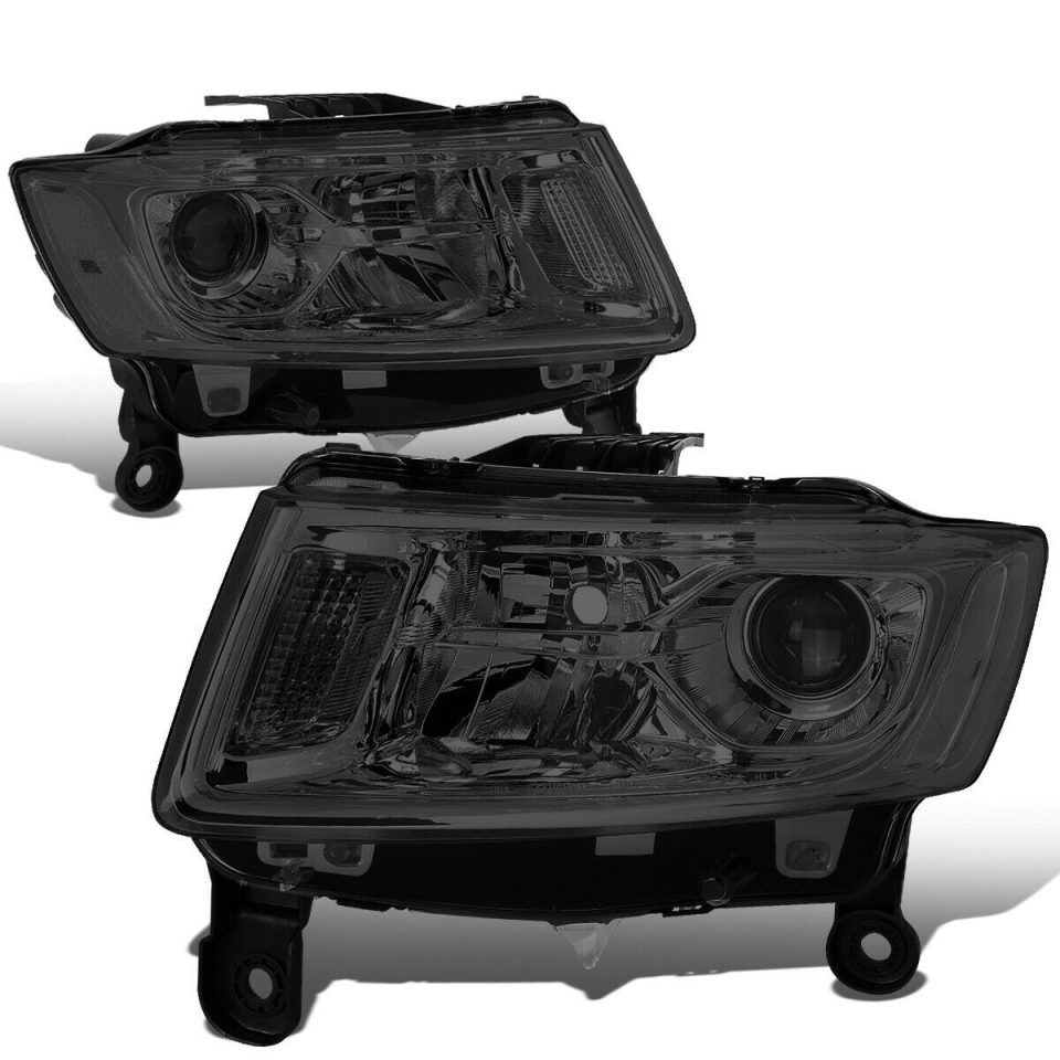 BPA-Free Space-Saving 14-16 Jeep Grand Cherokee Smoked Housing Clear Side Projector Headlight/Lamp