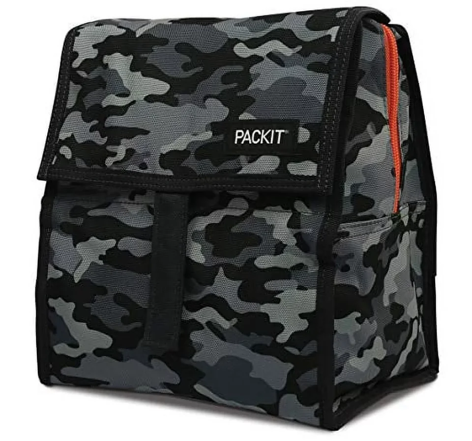 Glass Gift-Ready Packit Freezable Lunch Bag, Charcoal Camo